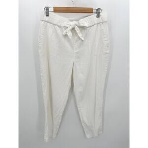 Land N Sea White Linen Blend Tie Casual Pants Women Size M Coastal Lagenlook